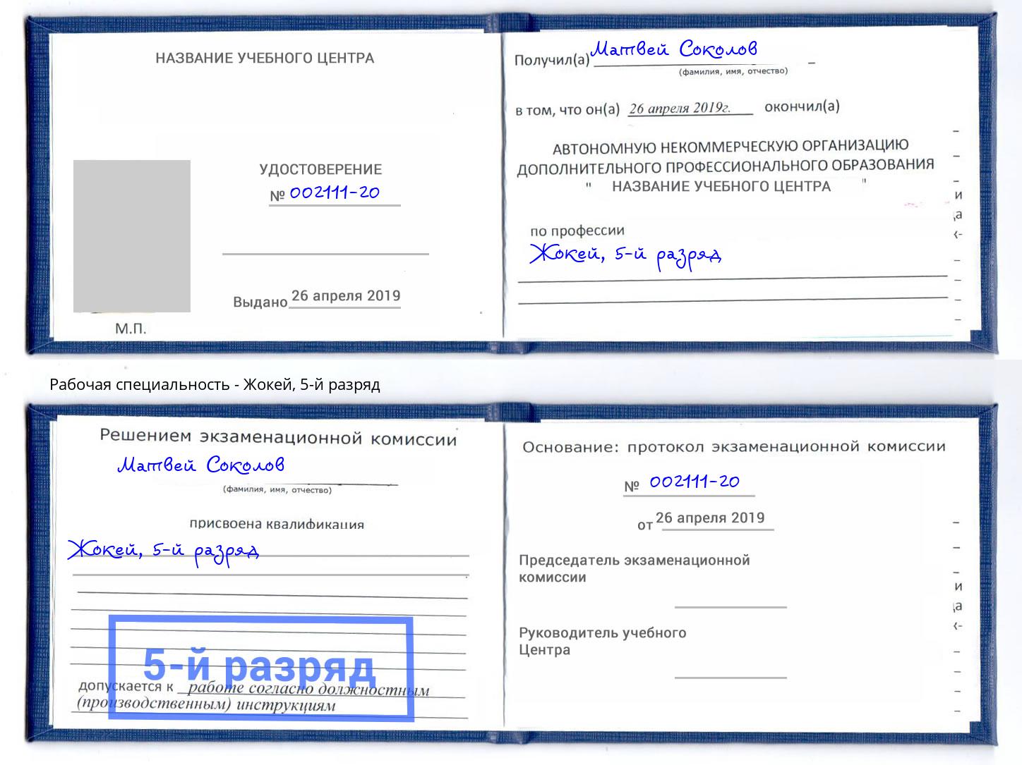 корочка 5-й разряд Жокей Саянск